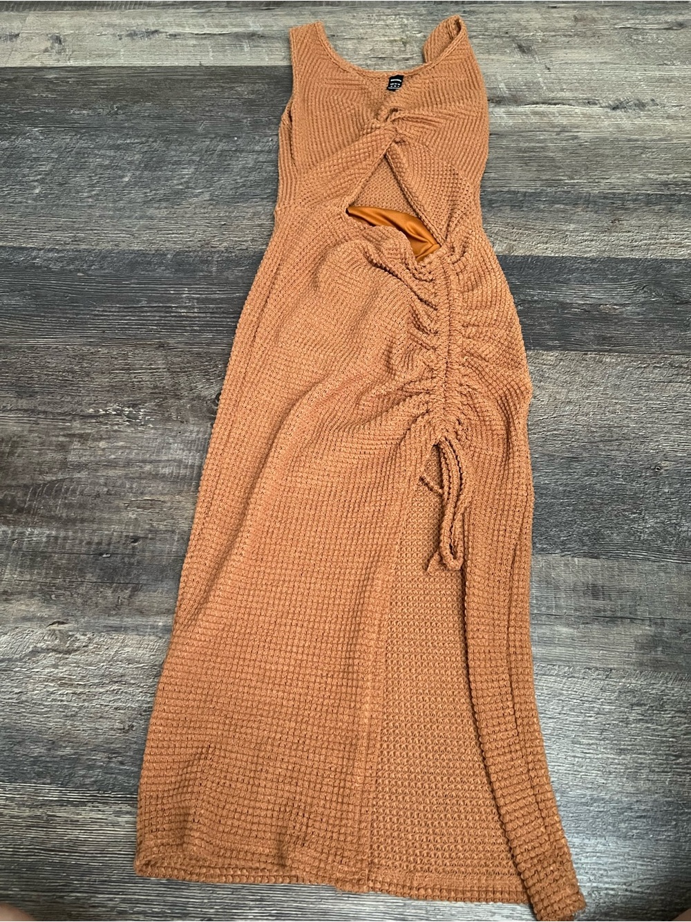 SHEIN Rust Orange Knit Cutout Maxi Dress